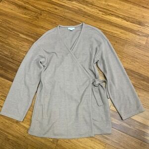 J.Jill Pure Jill Wrap Cardigan Womens Size XS Brown Knit Top Pockets Long Sleeve